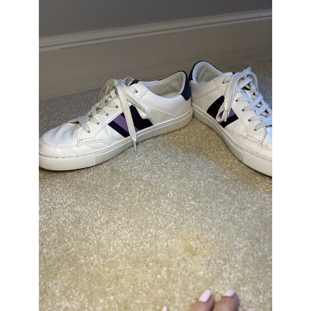 J.CREW The Road Trip White with Purple Stripe Sneakers Size 9.5 Style: BJ397 - Picture 2 of 10